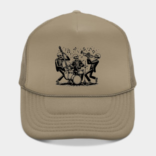 skeletons play jazz Hat