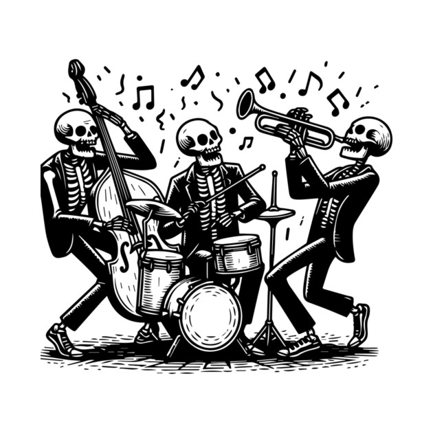 skeletons play jazz by lkn