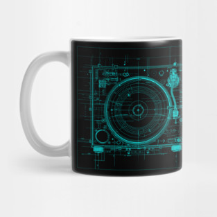 Retro Turntable Blue Print Mug