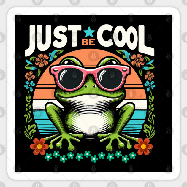 Just Be Cool - Cool Cute Frog Sticker by JessArty