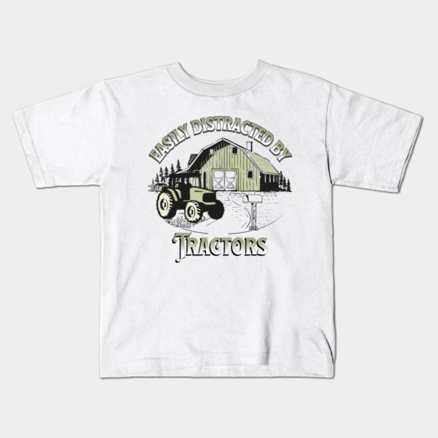 Easily Distracted By Tractors Kids T-Shirt by Prinyos