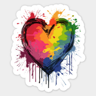 Paint Splatter Rainbow Heart Sticker