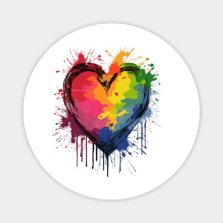 Paint Splatter Rainbow Heart Magnet
