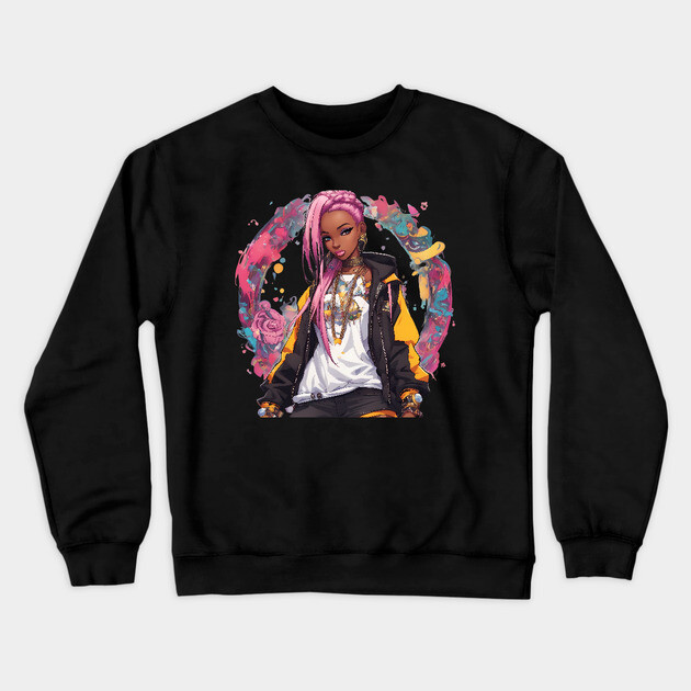 Hip Hop Girl Crewneck Sweatshirt by animegirlnft