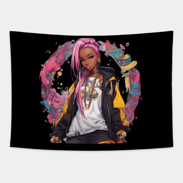 Hip Hop Girl Tapestry by animegirlnft
