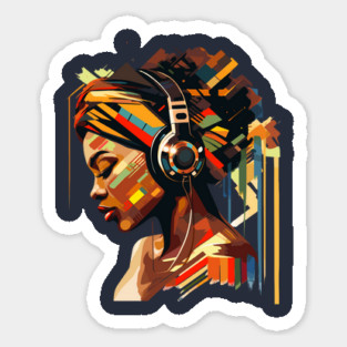 Black Woman Listening To Music Sticker