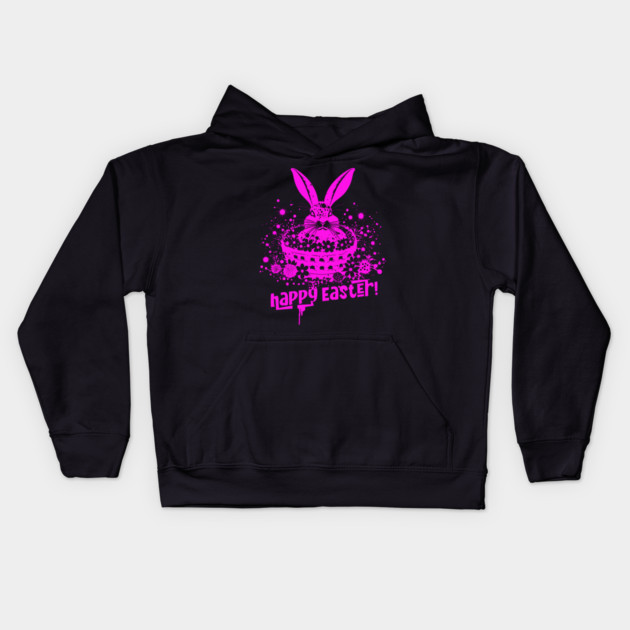 Pink Graffiti Easter Bunny Kids Hoodie by HolidayBug
