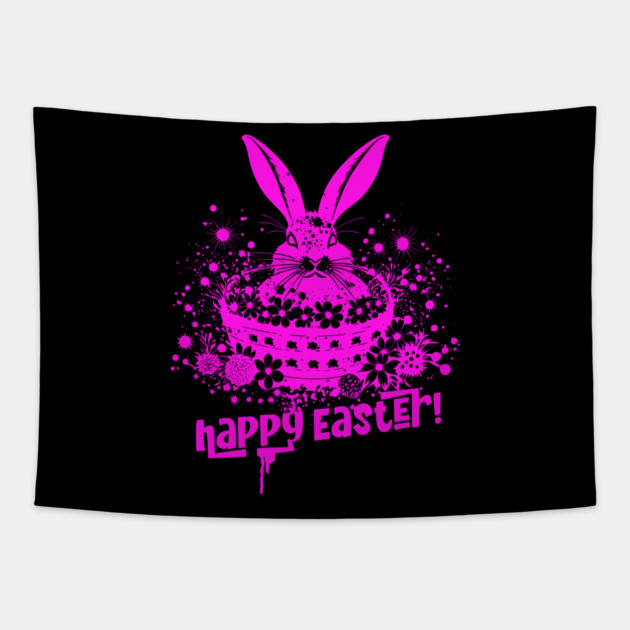 Pink Graffiti Easter Bunny Tapestry by HolidayBug