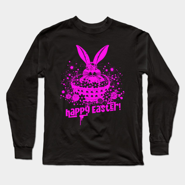 Pink Graffiti Easter Bunny Long Sleeve T-Shirt by HolidayBug