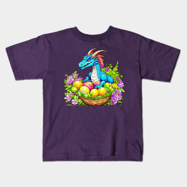 Cute Easter Dragon Kids T-Shirt by HolidayBug