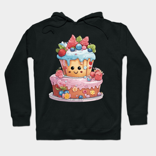 Birthday Cake Cartoon Hoodie by animegirlnft