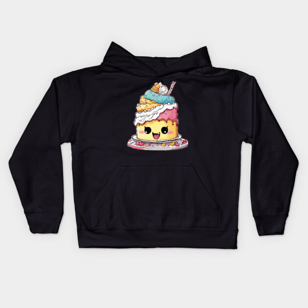 Kawaii Birthday Cake Kids Hoodie by animegirlnft