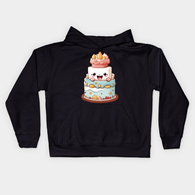 Cute Birthday Cake Kids Hoodie by animegirlnft