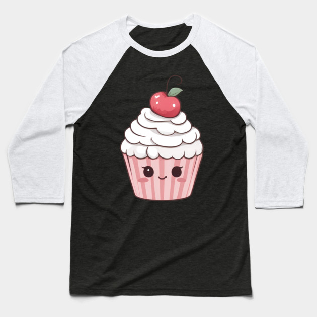 Cupcake Emoji Baseball T-Shirt by animegirlnft