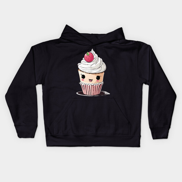 Cute Kawaii Cupcake Kids Hoodie by animegirlnft
