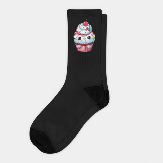 Cute Cupcake Cartoon Socks by animegirlnft