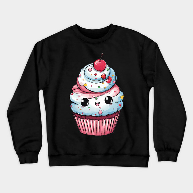 Cute Cupcake Cartoon Crewneck Sweatshirt by animegirlnft