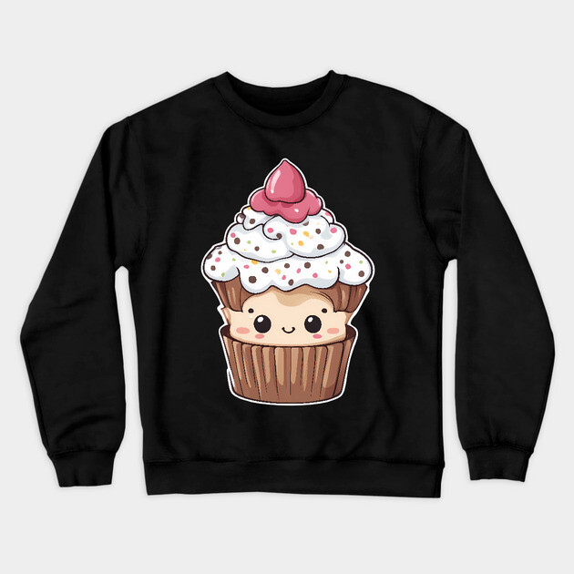 Funny Cupcake Kawaii Crewneck Sweatshirt by animegirlnft