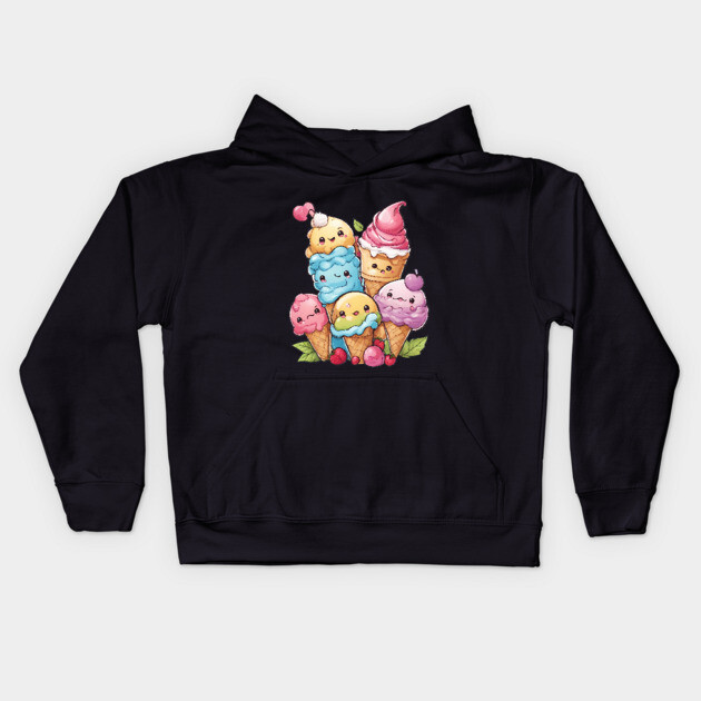 Kawaii Ice Cream Kids Hoodie by animegirlnft