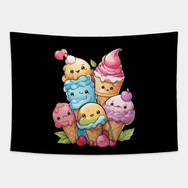 Kawaii Ice Cream Tapestry by animegirlnft