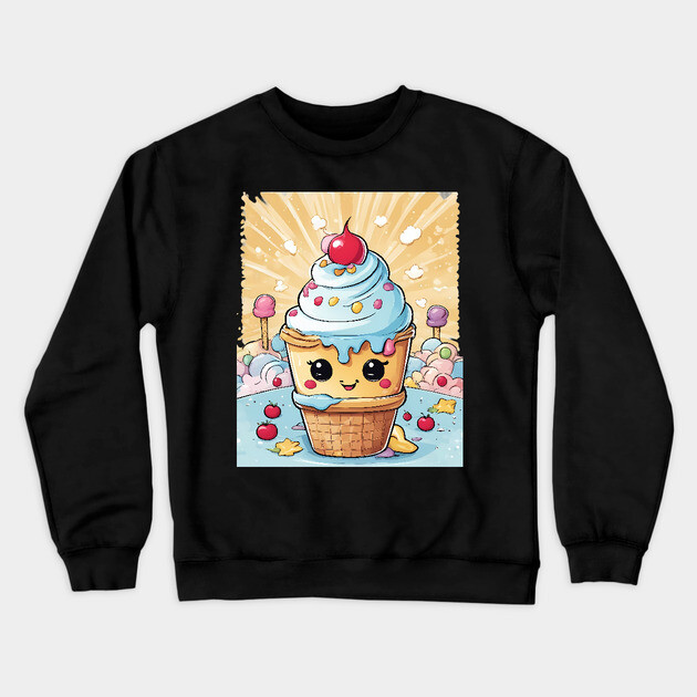 Cute Ice Cream Cartoon Crewneck Sweatshirt by animegirlnft