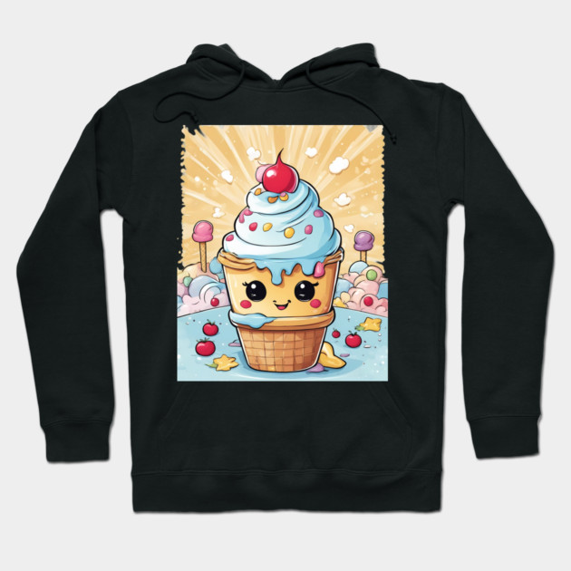 Cute Ice Cream Cartoon Hoodie by animegirlnft