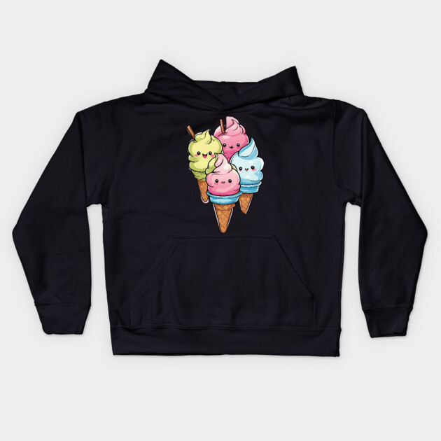 Cute Ice Cream Kids Hoodie by animegirlnft