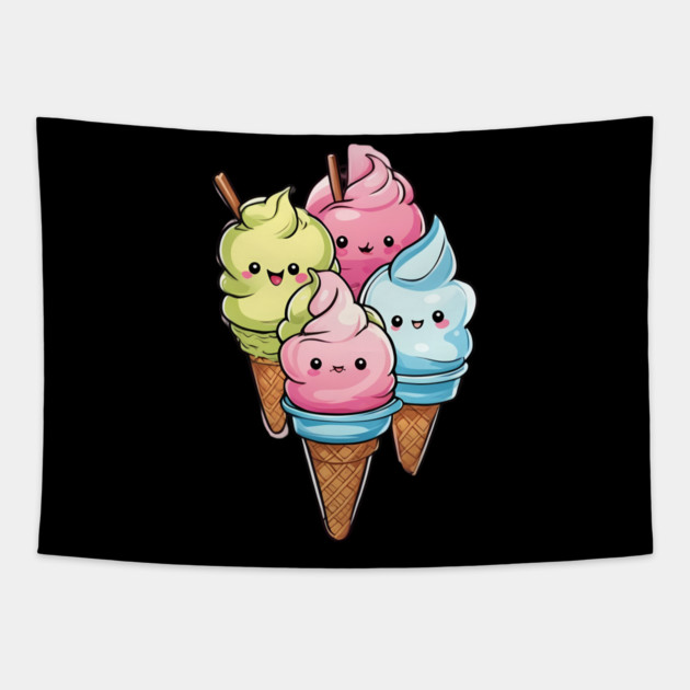 Cute Ice Cream Tapestry by animegirlnft