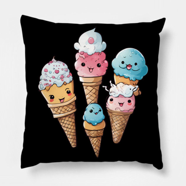 Kawaii Ice Cream Cone Pillow by animegirlnft