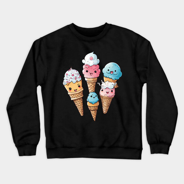 Kawaii Ice Cream Cone Crewneck Sweatshirt by animegirlnft
