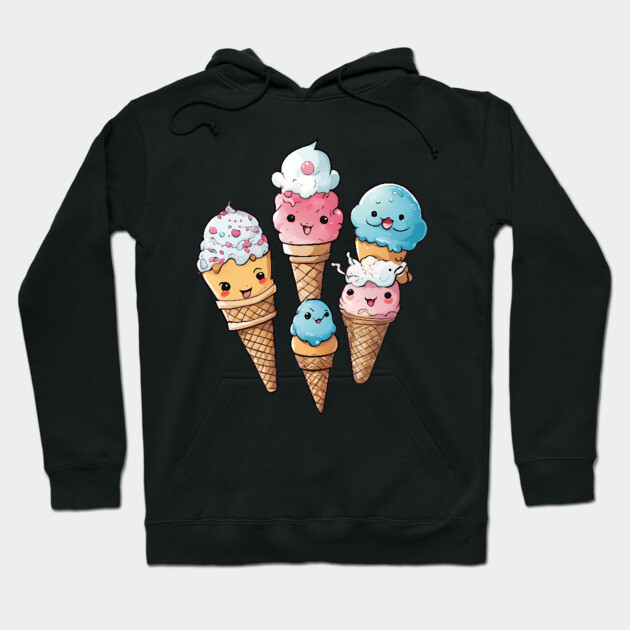 Kawaii Ice Cream Cone Hoodie by animegirlnft