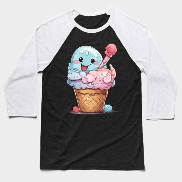 Ice Cream Emoji Baseball T-Shirt by animegirlnft