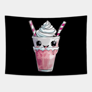 Pink Strawberry Milkshake Tapestry