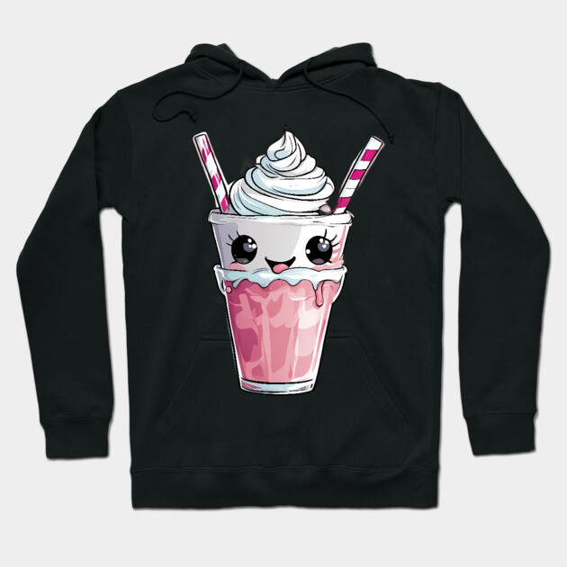 Pink Strawberry Milkshake Hoodie by animegirlnft