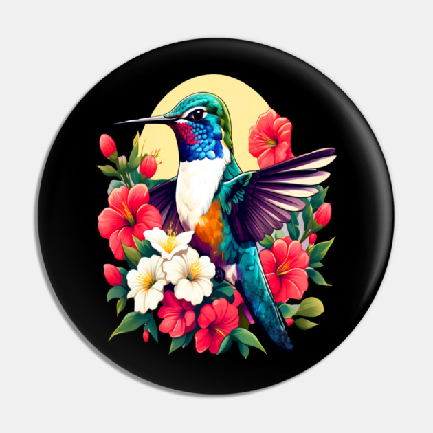 Cute Ruby Throated Hummingbird Surrounded by Spring Flowers Pin by BirdsnStuff