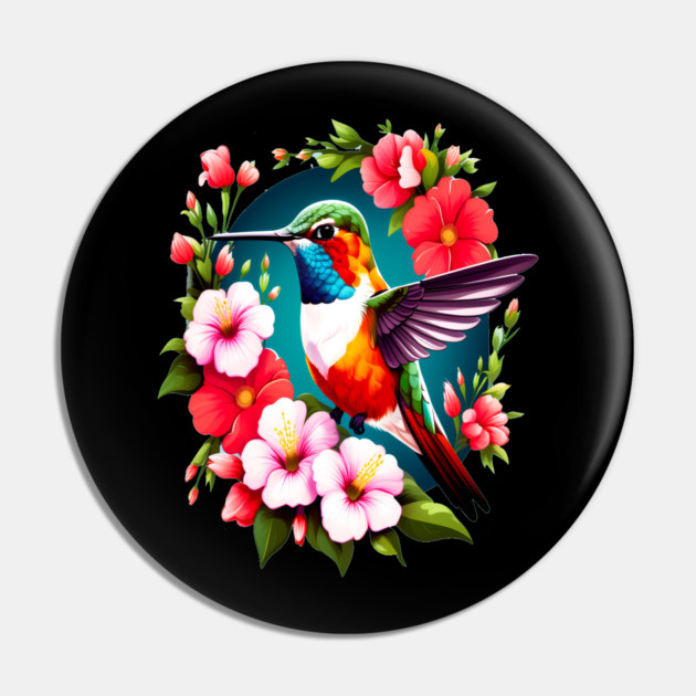 Cute Ruby Throated Hummingbird Surrounded by Spring Flowers Pin by BirdsnStuff