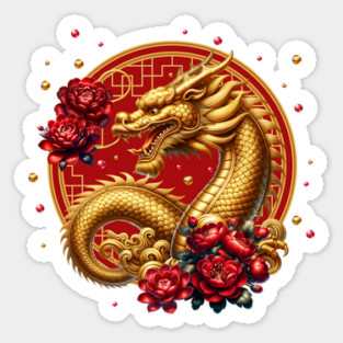 Gold Chinese New Year Dragon Sticker