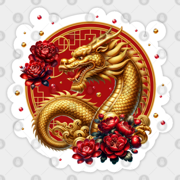Gold Chinese New Year Dragon Sticker by HolidayBug