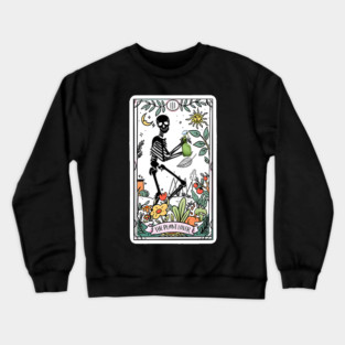 Skeleton Tarot Card, Plant Lover, Plant Mom, Botanical, Plant Lady, Garden Lovers Crewneck Sweatshirt