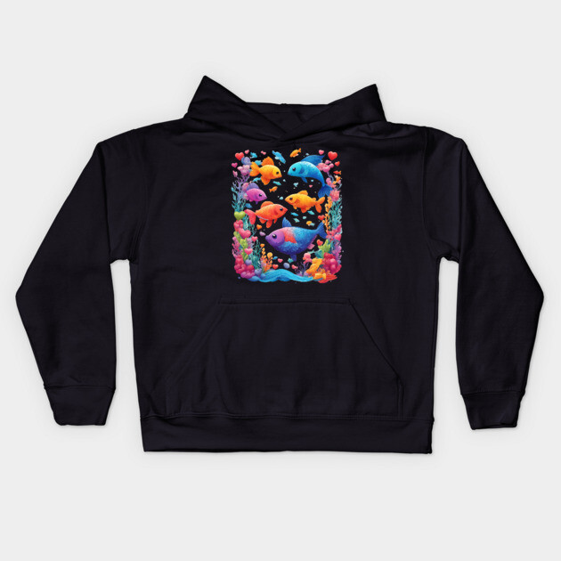 Fish Art Kids Hoodie by animegirlnft