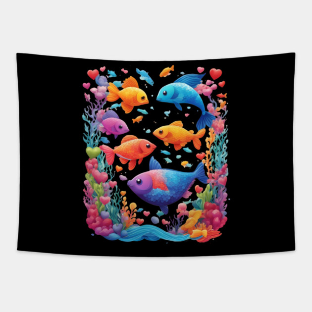 Fish Art Tapestry by animegirlnft