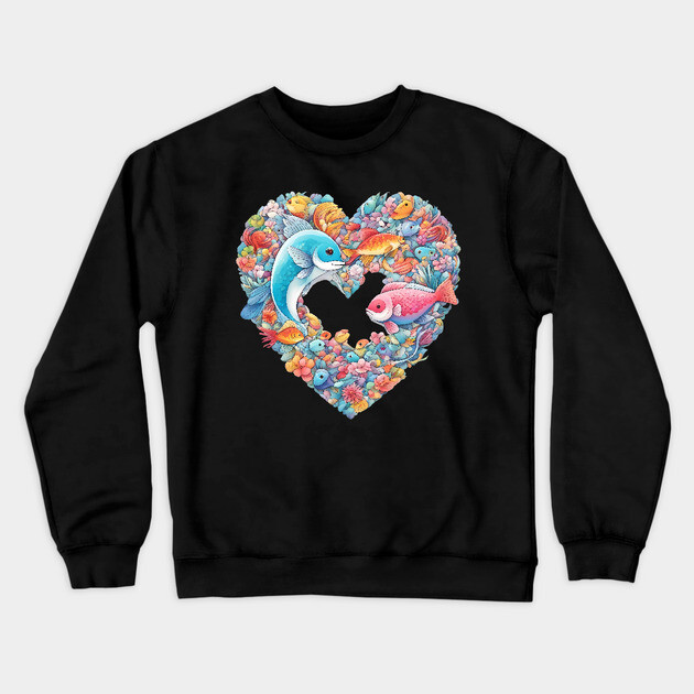 Fish Love Crewneck Sweatshirt by animegirlnft