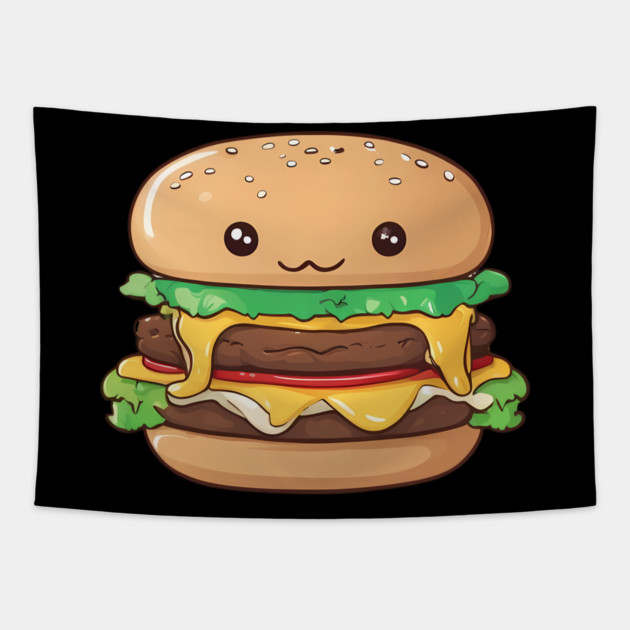 Kawaii Burger Tapestry by animegirlnft