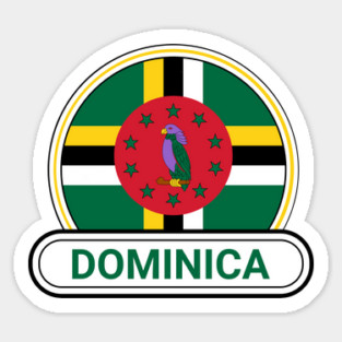 Dominica Country Badge - Dominica Flag Sticker