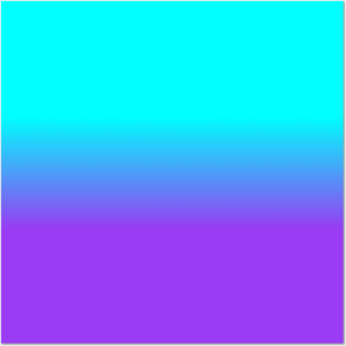 Purple Neon and Aqua Blue Ombre Shade Color Fade Posters and Art