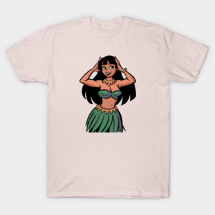 Hawaiian Hula Dancer Cartoon T-Shirt