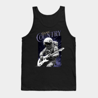 Cosmic Country Astronaut Guitar Space Tank Top