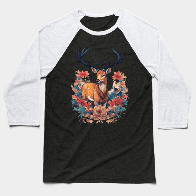 Deer Artwork Baseball T-Shirt by animegirlnft