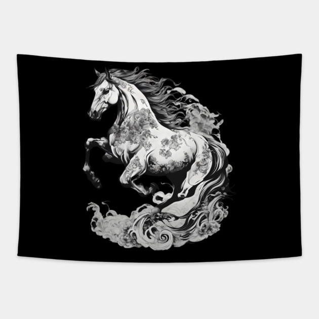 Horse Riding Tapestry by animegirlnft