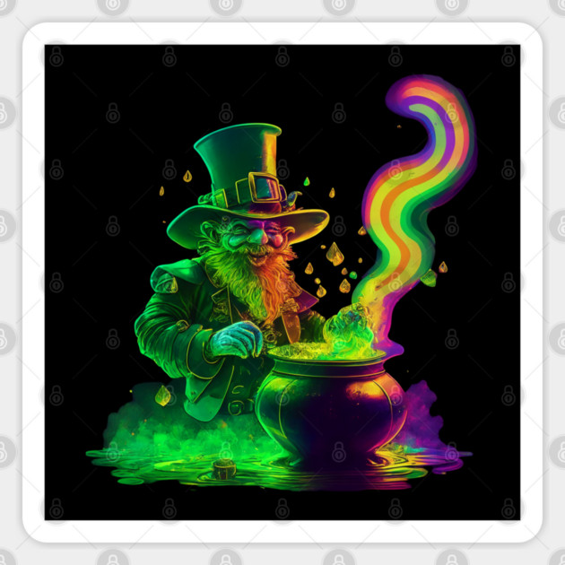 Neon Leprechaun Rainbow Sticker by HolidayBug
